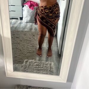 Versace Style Elegant Red and Gold Scarf